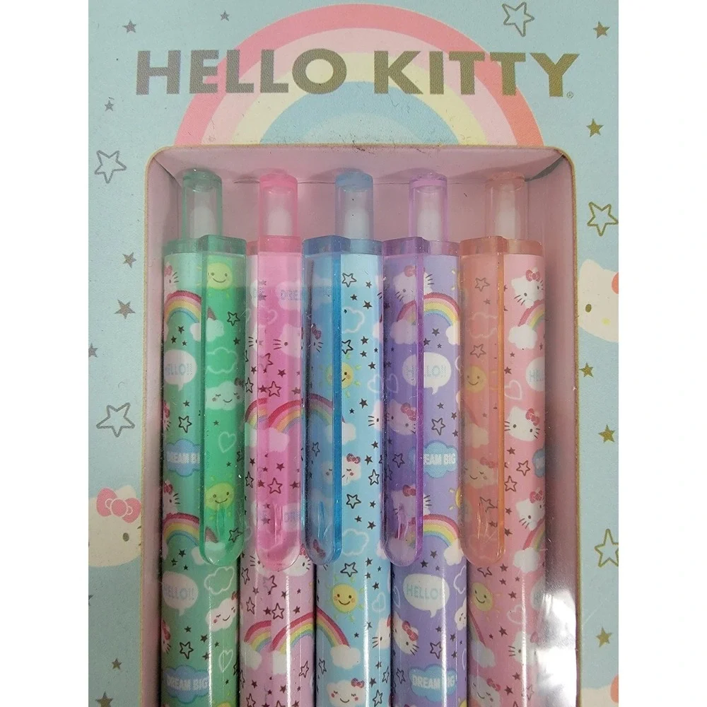Sanrio Hello Kitty Lot of‎ 5 Pack Gel Pens Rainbow Dreams & Sketch Set NEW